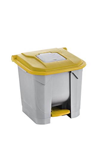 Maya 09104 - Mülleimer mit Pedal und Inneneimer speziell für Recycling, Fassungsvermögen 30 l, Gelb von MAYA