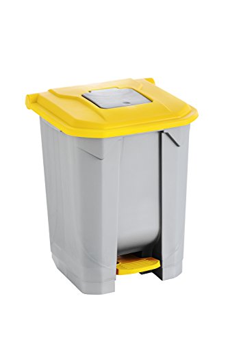 Maya Professional Tools 09105 Papierkorb mit Pedal und Inneneimer Rollen, 50 l, Gelb von Maya