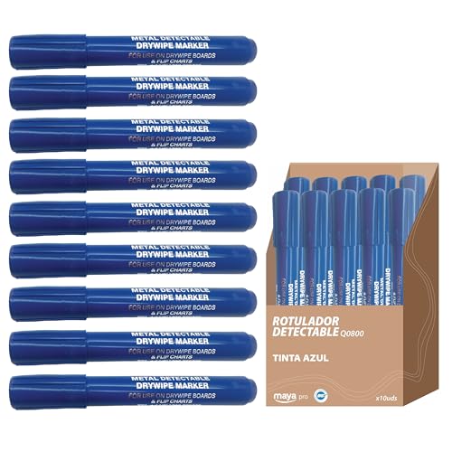 Maya Professionelles Werkzeug Q0800–2/2 Marker Detectable Pro von Metallen und X-Ray, blau, 10 Stück Body, blau ink von Maya