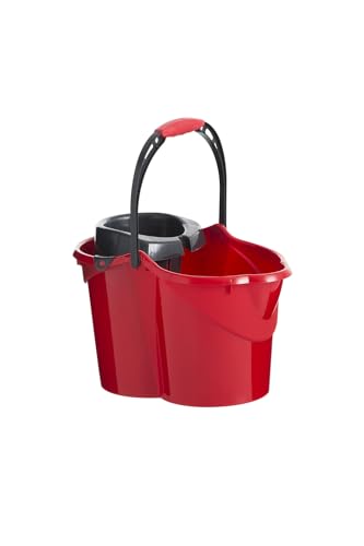Maya Ergo Pro Eimer | ovale Form | Fassungsvermögen 15 Liter | Inklusive Abtropfgestell | Gummigriff | Rot, Gelb, Grün oder Blau | Ref. 09115 (Rot) von Maya