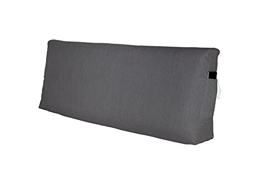 Rückenkissen Lesen Palettenkissen Kopfkissen RückenstützeTasche Pocket Euro Paletten Palettenauflage Sofa Nackenstütze Keilkissen Polstermöbel Schlafzimmer Garten MH-UQ-02 Dunkelgrau 120x45x10/20 cm von Mayaadi Deluxe