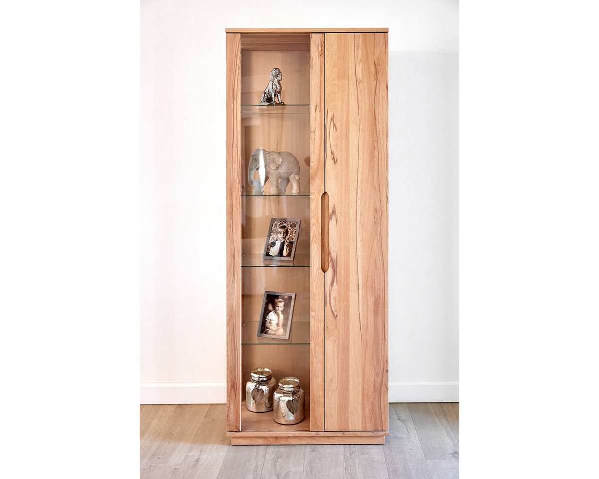 Mayaadi Home Glasvitrine Vitrine Abaro Kernbuche Natur geölt Schrank Vollholz Massivholz 205x90 von Mayaadi Home