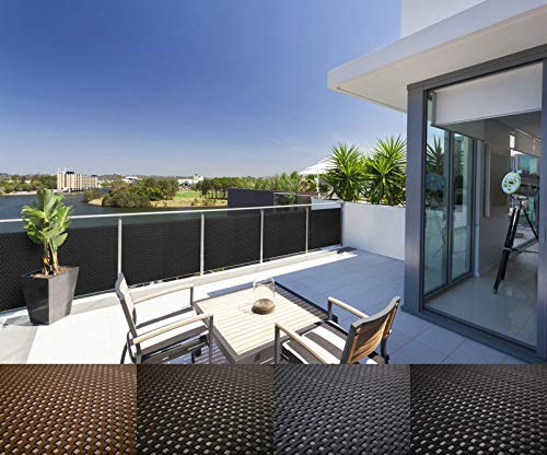 Mayaadi Home Rattan Balkon und Terrassen-Sichtschutz inkl. Kabelbinder für eine einfache Montage (Meterware) Anthrazit RD03 90cm von Mayaadi Home