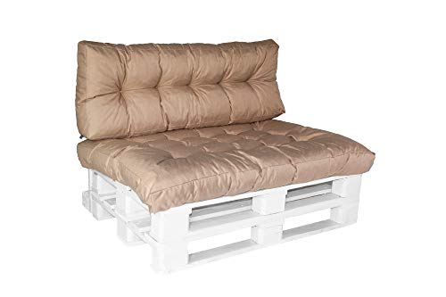 Palettenkissen Palettenauflage Palettensofa Euro Palettenpolster Kissen Europalleten Garten Sitzkissen Rückenkissen Palettenmöbel Schaumstoffflocken MH-DA-03 Beige Rückenkissen 120x40x10/20 cm von Mayaadi Home