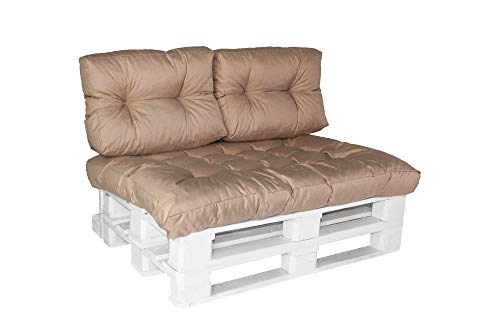 Palettenkissen Palettenauflage Palettensofa Euro Palettenpolster Kissen Europalleten Garten Sitzkissen Rückenkissen Palettenmöbel Schaumstoffflocken MH-DA-03 Beige Rückenkissen 60x40x10/20 cm von Mayaadi Home