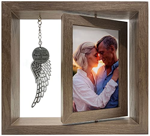 Mayamila Gedenk-Bilderrahmen, 10,2 x 15,2 cm, Trauerrahmen für den Verlust der Mutter, Papa, geliebt, drehbarer Trauerrahmen für Bild mit Engelsflügel, Gedenkkond Gedenkgeschenke zum Trauern von Mayamila