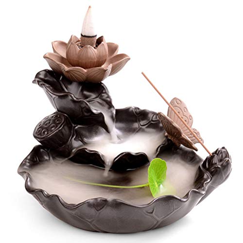 Mayco Bell Rückfluss-Räuchergefäß Heimdekoration mit Schmetterlingskeramik-Lotus-Stick, Räucherstäbchenhalter, buddhistisches Aroma-Räuchergefäß von Mayco Bell