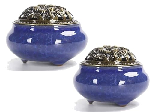 Mayco Bell 2Stk Keramik-Räucherstäbchenhalter, Heimdekoration, kreativer Rauch-Räucherstäbchenhalter, dunkelblau von Mayco Bell