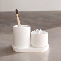 Beton Badezimmer Organizer Set Zahnbürsten - & Tupferhalter Mit Tablett von MaydaStudios