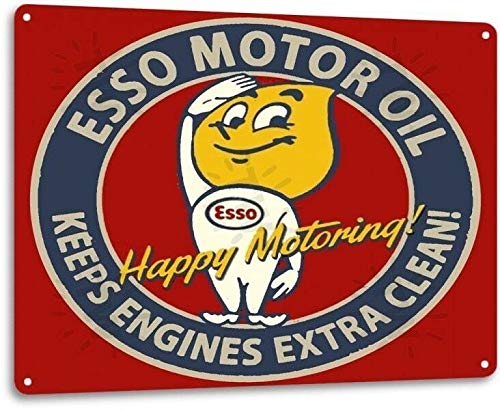 Maydeer Blechschild für Esso Motor Oil Garage Motor Tankstelle Auto Retro Wanddekoration Metallschild 20,3 x 30,5 cm von Maydeer
