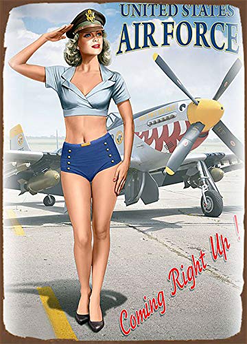 Metall-Blechschild für Pin Up Girl WW2 Poster Vintage Stil Metall Werbung Wandschild Blechschild Wanddekoration Metallschild 20,3 x 30,5 cm von Maydeer