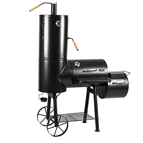 Mayer Barbecue RAUCHA Smoker MS-300 Pro Holzkohlegrill Räucherofen Smoker Grill, 2 Deckelthermometer, Massiv 49 kg, Schwarz, 139 x 184 x 73,5 cm (B x H x T) von Mayer Barbecue