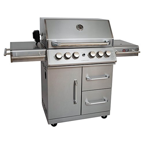 Mayer Barbecue ZUNDA Gasgrill MGG-342 Master mit Backburner u. Seitenbrenner Grillstation, 100% Edelstahl, Grillfläche 70 x 45 cm, inkl. Drehspieß (220 V) u. Schutzhülle von Mayer Barbecue