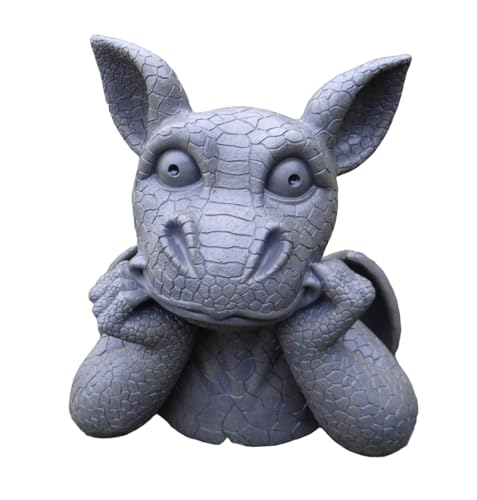 Mayer Chess Gartendrache Drachenkopf 25cm - Wetterfeste Gartenfigur aus Polyresin - Frostbeständige Gartendeko - Deko-Drache für Außenbereich von Mayer Chess