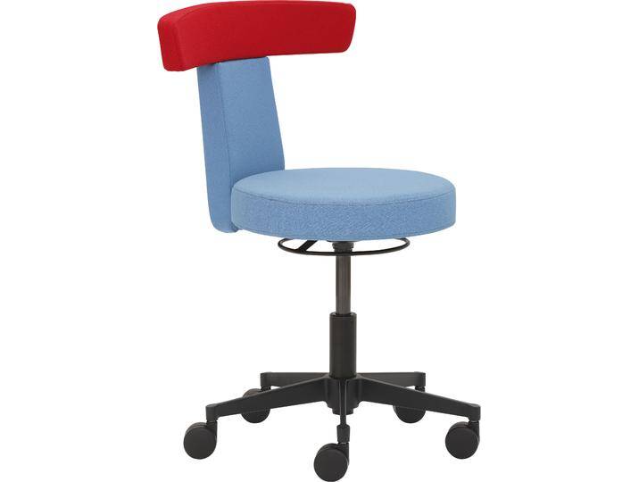 Arbeitshocker MAYER SITZMÖBEL Funktionshocker myDUO , blau (hellblau, rot), B:54cm H:86cm T:56cm, 100% post-consumer recyceltes Polyester, Hocker, Bürohocker Kinderdrehstuhl Drehstuhl, besonders niedrige Sitzhöhe von Mayer-Sitzmöbel