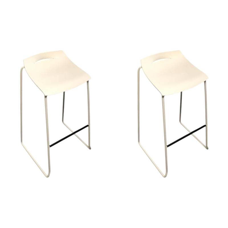 2er Set Barhocker My Purism 1159 Sitzschale 688 Weiß Mit Griffloch Kufengestell ... von Mayer