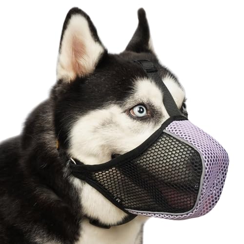 Hundemaulkorb, weicher Netzmaulkorb für große, mittelgroße und kleine Hunde zum Fressen, Fellpflege, Beißen, Kauen, atmungsaktiver Maulkorb mit Halsband für Labrador Retriever Poodle Husky von Mayerzon