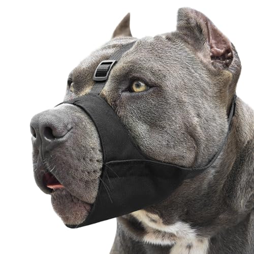 Mayerzon Pitbull Maulkorb, weicher Hundemaulkorb, Anti-Rutsch-Riemen, für American Bully, Bulldogge, Boxer, Rottweiler, Stoff-Maulschutz für mittelgroße und große Kurze Schnauze, gegen Beißen, Kauen von Mayerzon
