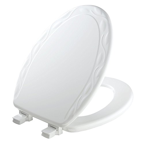 MAYFAIR 134ECA 000 Sculptured Ivy Toilet Seat will Never Loosen and Easily Remove, ELONGATED, Durable Enameled Wood, White von Mayfair