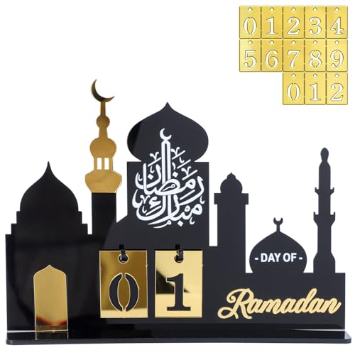 2025Ramadan Advent Calendar - Acrylic Eid Mubarak DIY Countdown Calendars for Decoration - Craft Ornament Ramadan Gift (Black-409) von Mayoii