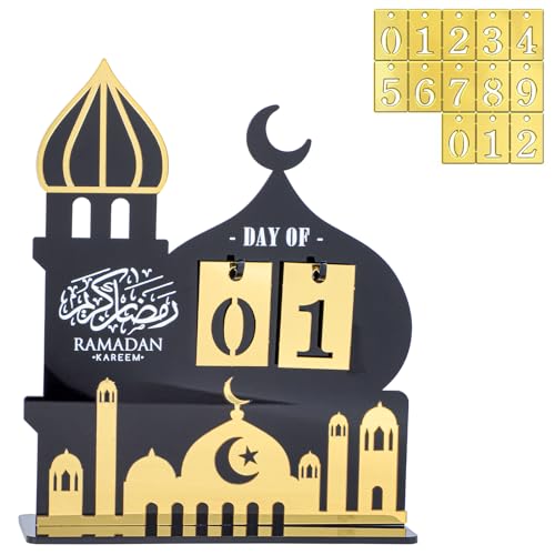 2025Ramadan Advent Calendar - Acrylic Eid Mubarak DIY Countdown Calendars for Decoration - Craft Ornament Ramadan Gift (Black-411) von Mayoii