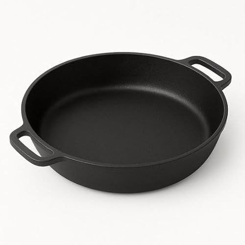 Gusseisen-Grillpfanne Ø28 cm – Grill- & Ofenform für Outdoorküche, BBQ & Backofen – Nachhaltige Bratpfanne als Geschenk für Outdoorköche – Mattschwarz von Maysternya