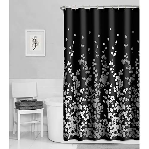 MAYTEX Sylvia Fabric Shower Curtain Duschvorhang, Polyester, schwarz/weiß, 70" x 72" von Maytex