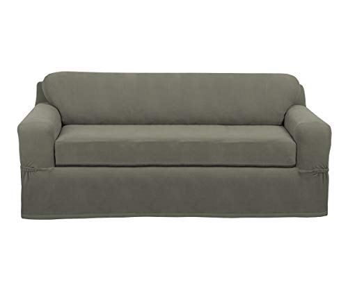 Maytex Pixel Ultra Soft Stretch Schonbezug, Aus Polyester-Mischgewebe, Dusty Olive, 2-Piece Sofa von Zenna Home