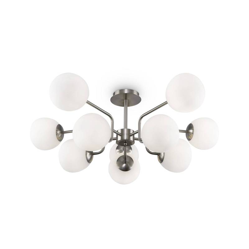 Maytoni Deckenlampe Erich, nickelfarben, Glas/Metall 10-flg. von Maytoni