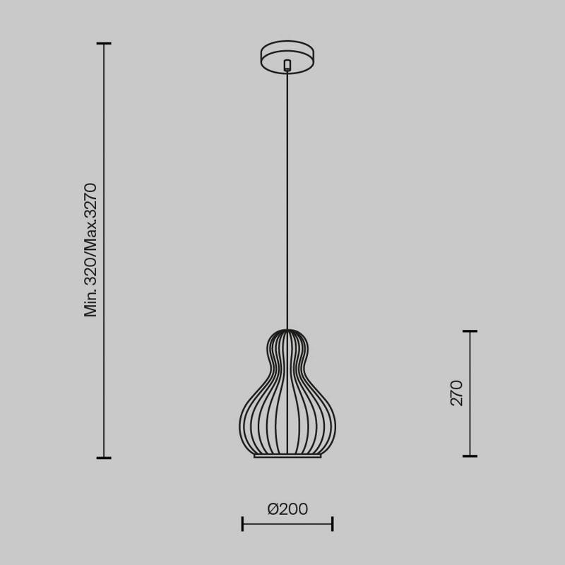 Maytoni Hängelampe Roots, Ø 20 cm, Höhe 27 cm, Holz/schwarz von Maytoni