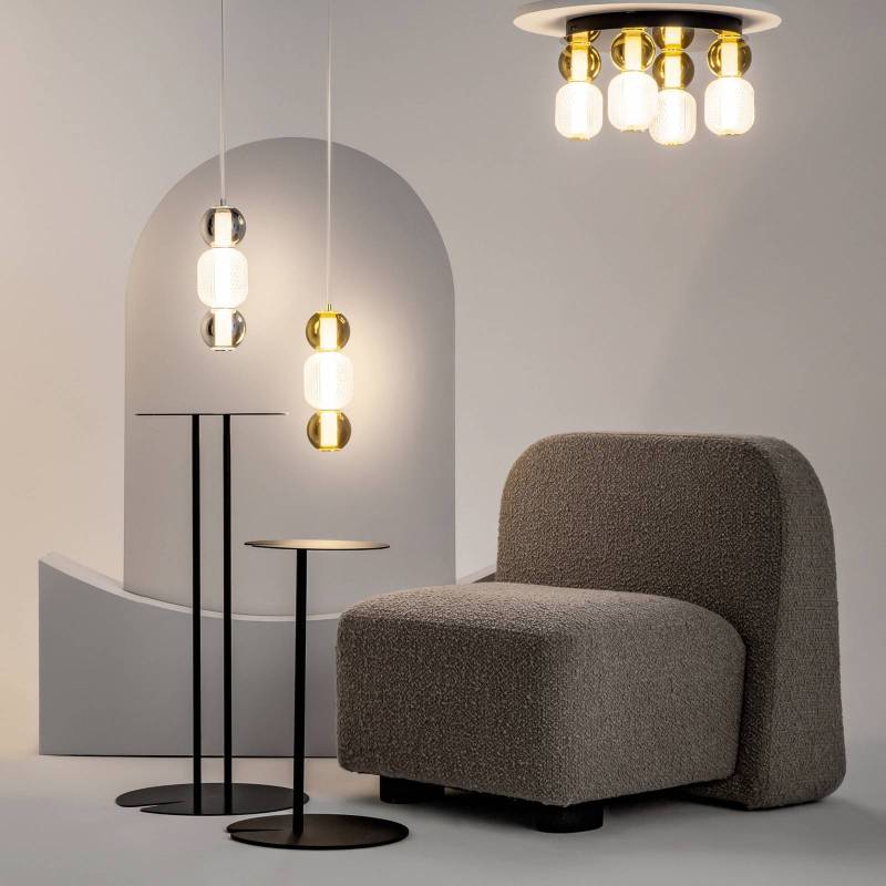 Maytoni LED-Deckenleuchte Drop, gold, Ø 43 cm, 4-flg., Glas von Maytoni