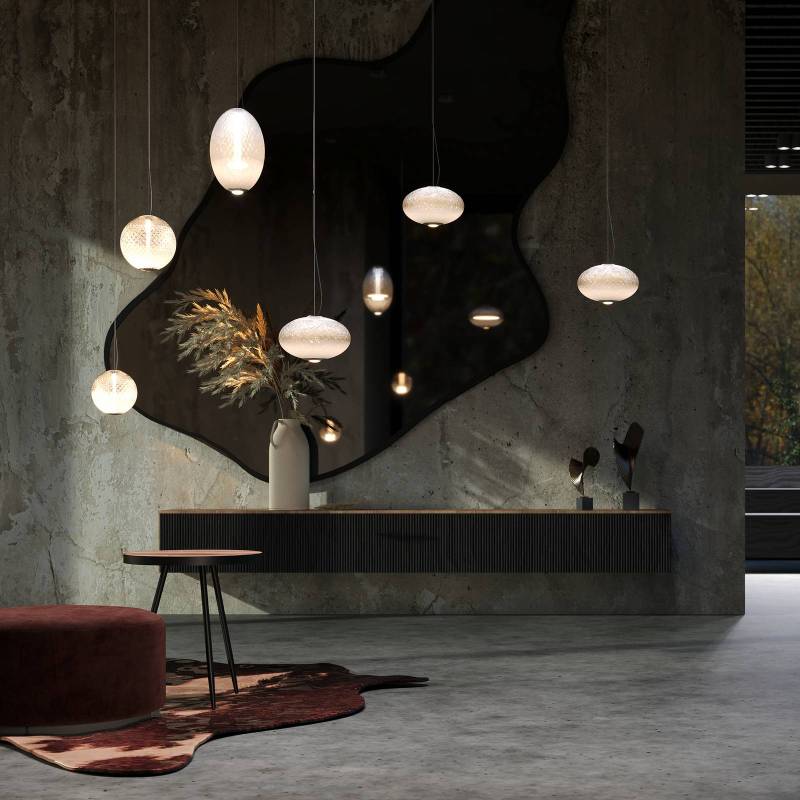 Maytoni LED-Hängeleuchte Bruma, weiß, Ø 30 cm, Glas von Maytoni