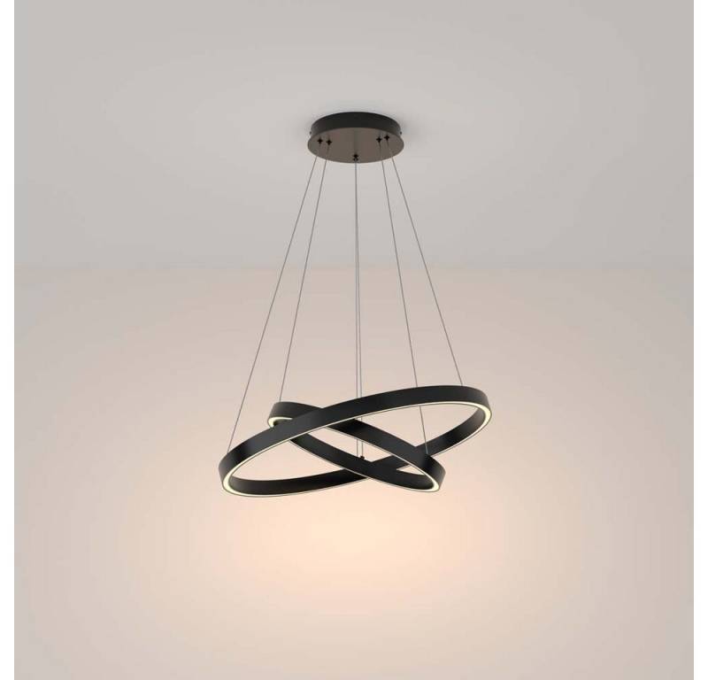 Maytoni LED-Hängeleuchte, LED-Leuchtmittel fest verbaut, Warmweiß, Hängelampe Pendellampe Esstischleuchte LED Ringe verstellbar schwarz H von Maytoni