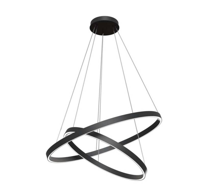 Maytoni LED Pendelleuchte, LED-Leuchtmittel fest verbaut, Neutralweiß, Pendellampe Esstischleuchte Hängelampe schwarz LED Ringe verstellbar H von Maytoni