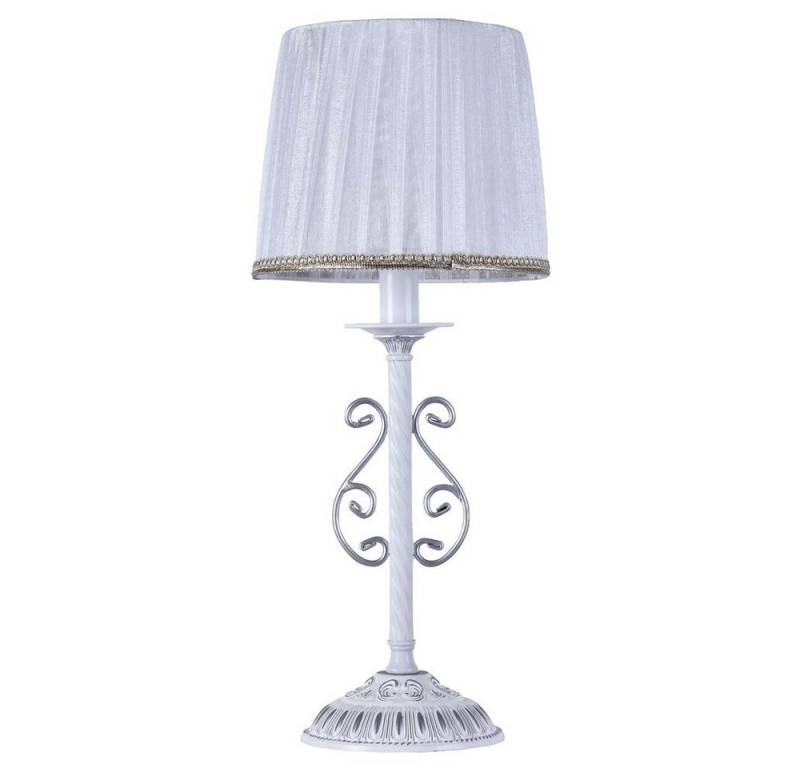 Maytoni Tischleuchte Tischleuchte Sunrise Satin Stoffschirm Perlweiß von Maytoni