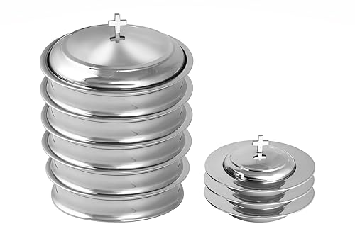 Mayur Exports Communion Tablett-Set mit Boden und Deckel 3 Brotplatten mit Deckel, hochglanzpoliert Mayur Exports Communion Tablett-Set mit Boden und Deckel 3 Brotplatten mit Deckel, hochglanzpoliert von Mayur Exports
