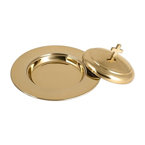 Mayur Exports Communion Ware Brotteller mit Deckel, stapelbar, Edelstahl (Messingspiegel) von Mayur Exports