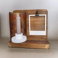 Rustikaler Aufsteller | Bilderhalter Aus Altholz Bilderrahmen Polaroid Kerzenhalter Rostoptik Fotohalter, Kartenhalter Zum Austauschen von MayviaDesign