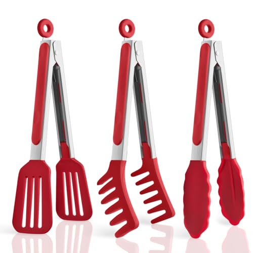 Maywe Tanso Silikonzange zum Kochen, 22,9 cm, mit Silikonspitzen, antihaftbeschichtete Edelstahlzange für Steak, Kuchen, Pizza, Nudeln, Spaghetti, Salat, Grillbuffet, 3 Stück Maywe Tanso Silikonzange zum Kochen, 22,9 cm, mit Silikonspitzen, antihaftbeschichtete Edelstahlzange für Steak, Kuchen, Pizza, Nudeln, Spaghetti, Salat, Grillbuffet, 3 Stück von Maywe Tanso