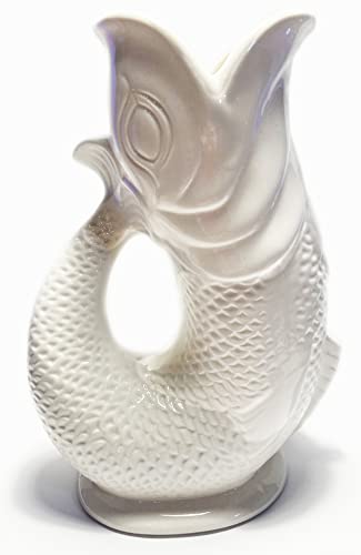Mazeology 's White Porcelain Gurgle Fish Shaped Water Jug 1,5 Liter Fassungsvermögen 26,7 cm hoch von Mazeology