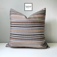 Grau & Braun Sunbrella Outdoor Kissenbezug in Modernen Nadelstreifen, Grau Gestreifte Kissenbezüge Für Terrasse Und Garten Liegestühlen, Mazizmuse von Mazizmuse
