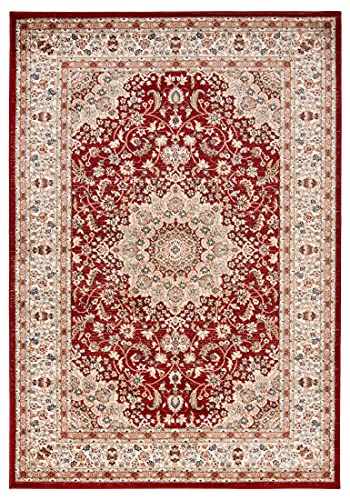 Mazovia Traditioneller Orientalischer Teppich mit Blumen - Weich Teppich für Wohnzimmer, Esszimmer - ÖKO-TEX Wohnzimmerteppich - Teppiche - Rot weinrot - 160 x 230 cm von Mazovia