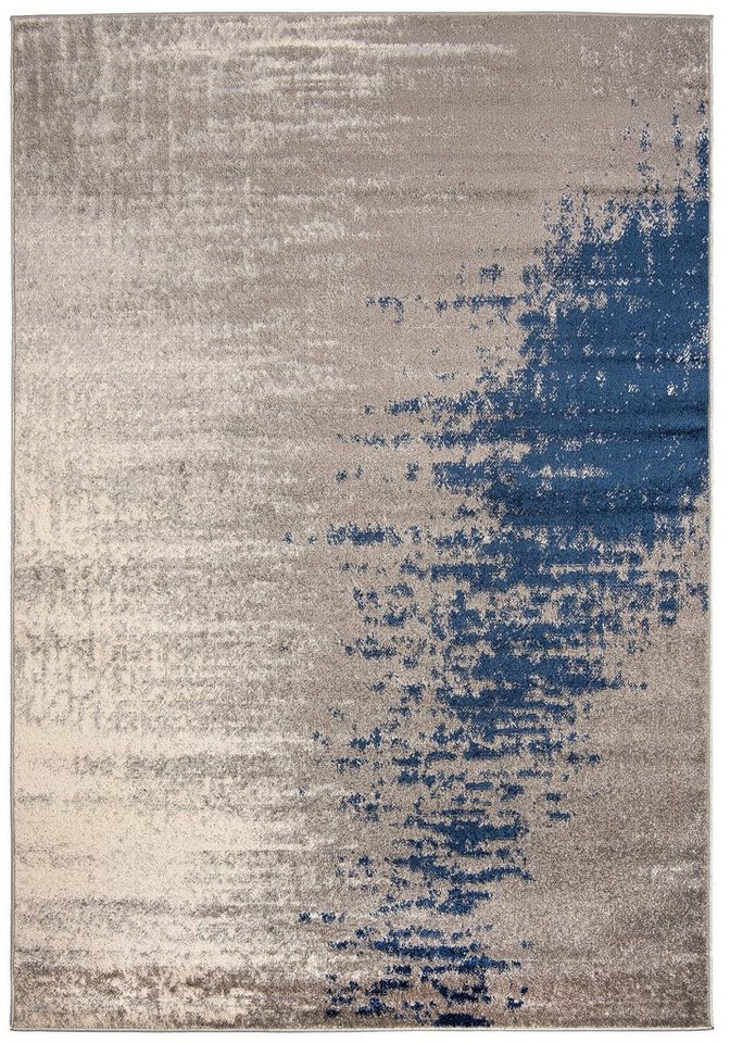 Designteppich Modern Teppich Abstrakt Muster Grau Blau farbe - Kurzflor, Mazovia, 120 x 170 cm, Geeignet für Fußbodenheizung, Höhe 7 mm, Kurzflor von Mazovia