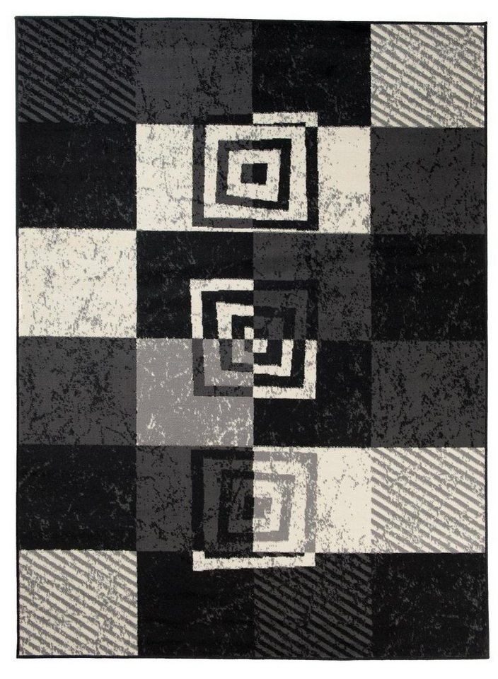 Designteppich Modern Teppich Geometrisch Grau - Weich, Pflegeleich, Mazovia, 80 x 150 cm, Geeignet für Fußbodenheizung, Höhe 7 mm, Kurzflor von Mazovia