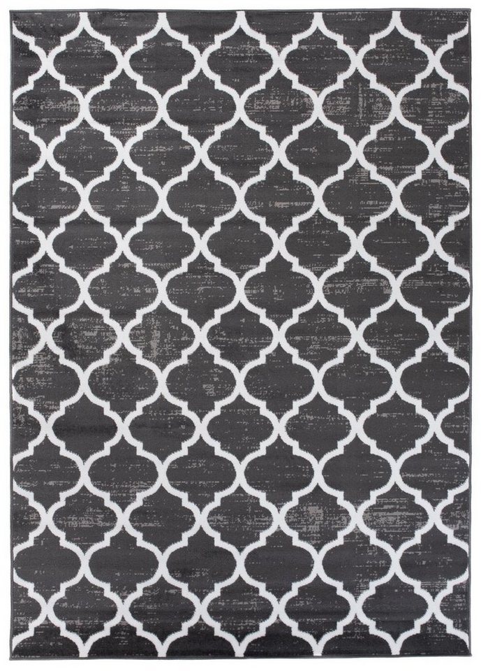 Designteppich Modern Teppich Geometrische Muster grau - Kurzflor, Mazovia, 160 x 230 cm, Geeignet für Fußbodenheizung, Höhe 7 mm, Kurzflor von Mazovia