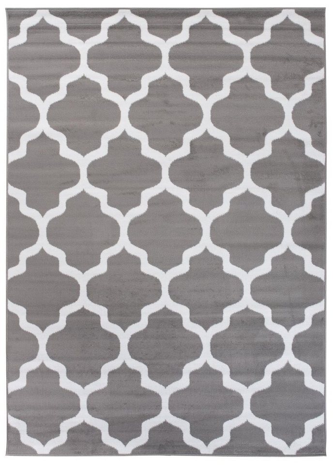 Designteppich Modern Teppich Geometrische Muster grau - Kurzflor, Mazovia, 160 x 230 cm, Geeignet für Fußbodenheizung, Höhe 7 mm, Kurzflor von Mazovia