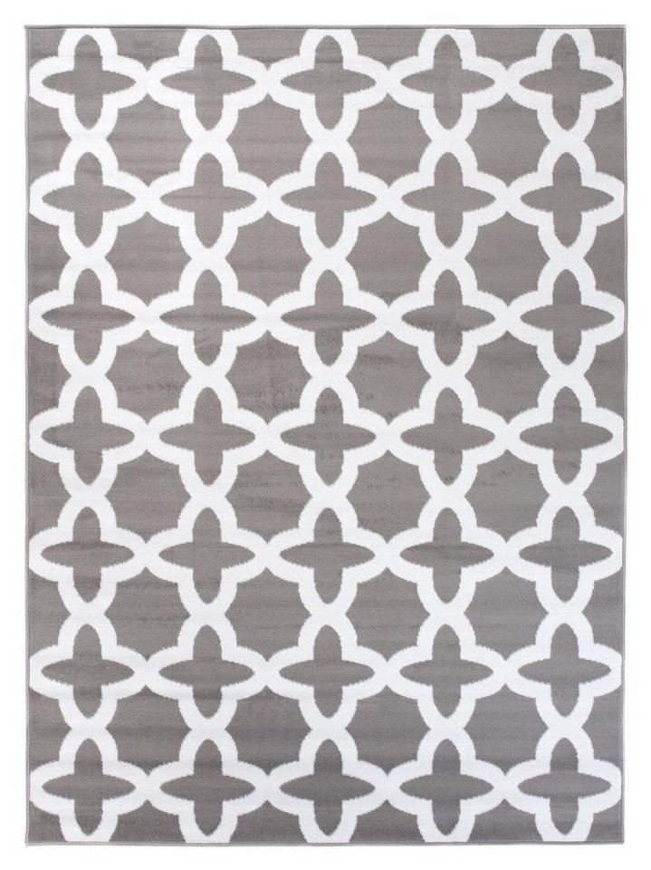 Designteppich Modern Teppich Geometrische Muster grau - Kurzflor, Mazovia, 70 x 140 cm, Geeignet für Fußbodenheizung, Höhe 7 mm, Kurzflor von Mazovia