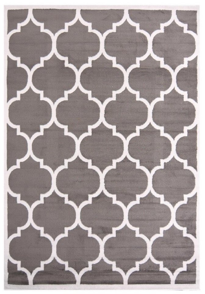 Designteppich Modern Teppich Geometrische Muster grau - Kurzflor, Mazovia, 140 x 200 cm, Geeignet für Fußbodenheizung, Höhe 7 mm, Kurzflor von Mazovia