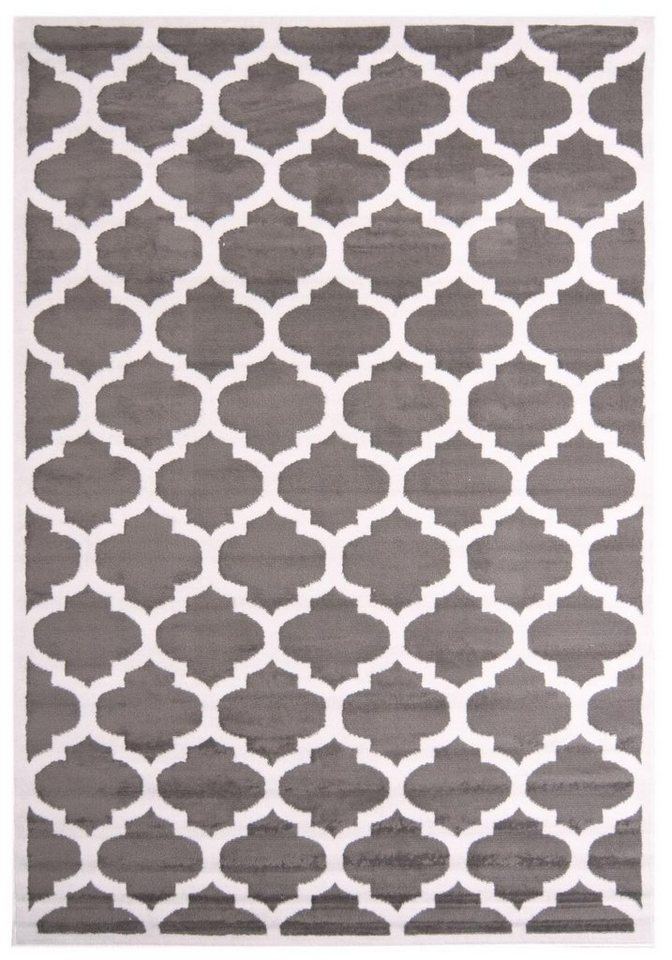 Designteppich Modern Teppich Geometrische Muster grau - Kurzflor, Mazovia, 70 x 140 cm, Geeignet für Fußbodenheizung, Höhe 7 mm, Kurzflor von Mazovia