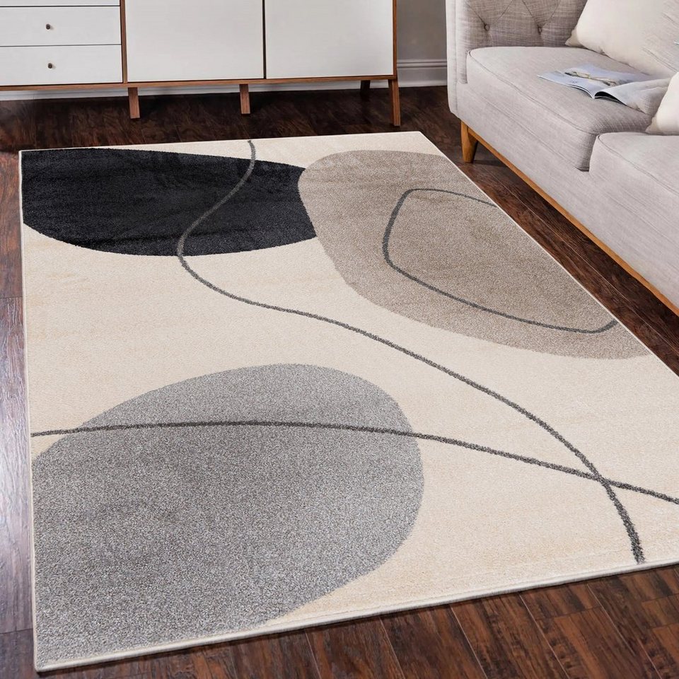 Designteppich Modern Teppich Kurzflor Wohnzimmerteppich Japandi Scandi Creme Beige, Mazovia, 80 x 150 cm, Fußbodenheizung, Allergiker geeignet, Farbecht, Pflegeleicht von Mazovia